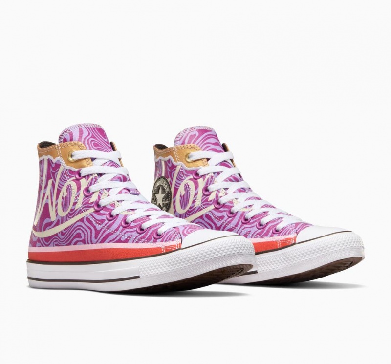 Baskets Montantes Converse X Wonka Chuck Taylor All Star Swirl Blanche Noir Femme | KUC-1161996